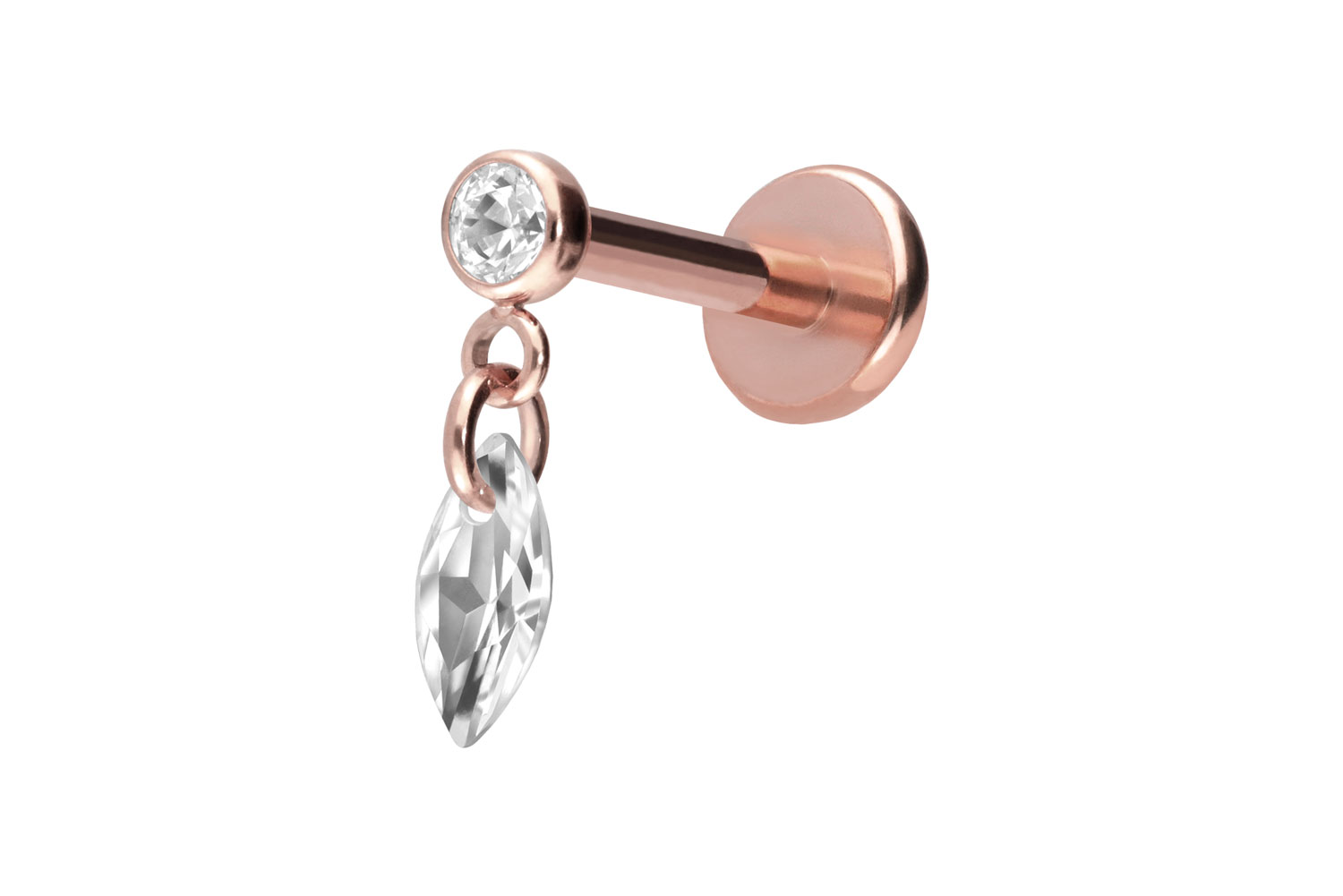 Titan Labret Piercing mit Push Fit KRISTALLOVAL